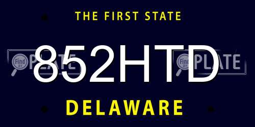 852HTD Delaware License Plate