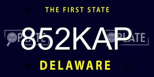 852KAP Delaware License Plate