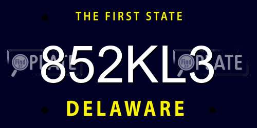 852KL3 Delaware License Plate