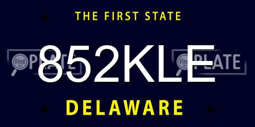 852KLE Delaware License Plate