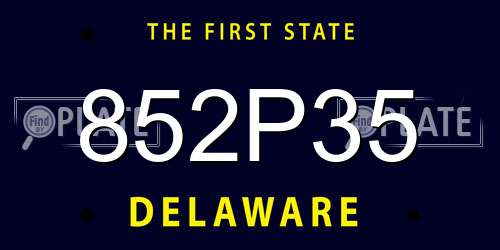 852P35 Delaware License Plate