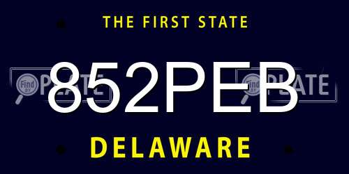 852PEB Delaware License Plate
