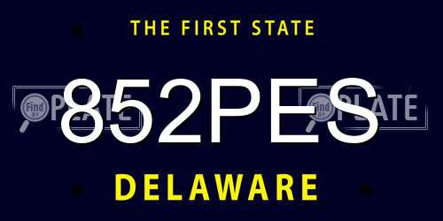 852PES Delaware License Plate