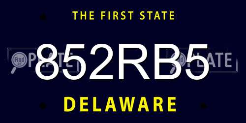 852RB5 Delaware License Plate
