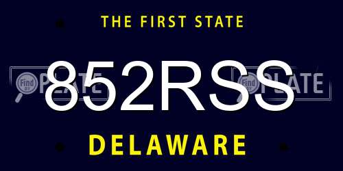 852RSS Delaware License Plate