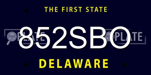 852SBO Delaware License Plate