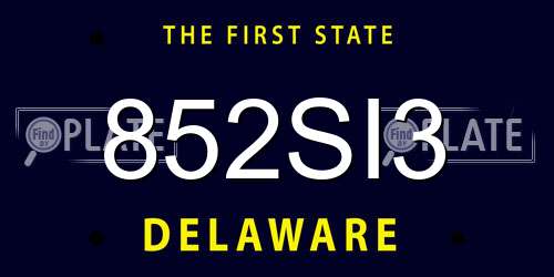 852SI3 Delaware License Plate