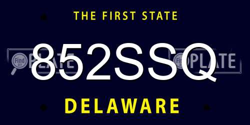852SSQ Delaware License Plate