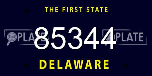 85344 Delaware License Plate