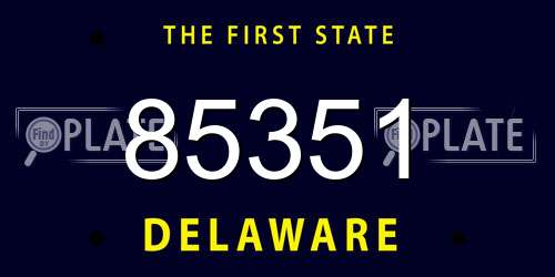 85351 Delaware License Plate