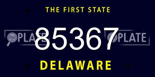 85367 Delaware License Plate