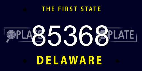 85368 Delaware License Plate