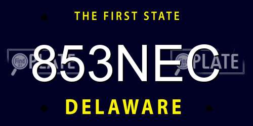 853NEC Delaware License Plate