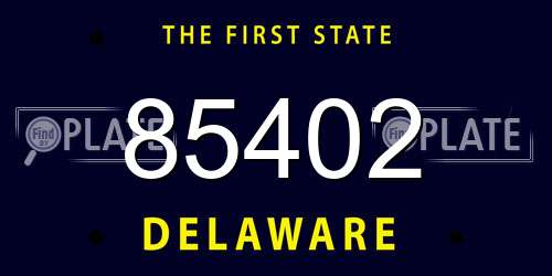 85402 Delaware License Plate