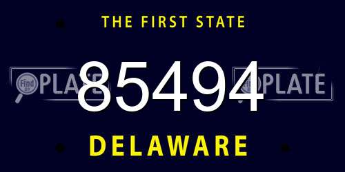 85494 Delaware License Plate