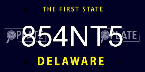 854NT5 Delaware License Plate