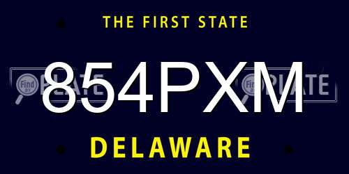 854PXM Delaware License Plate