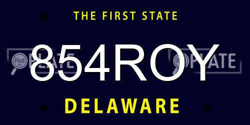 854ROY Delaware License Plate