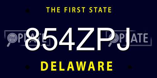 854ZPJ Delaware License Plate