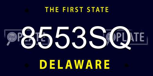 8553SQ Delaware License Plate