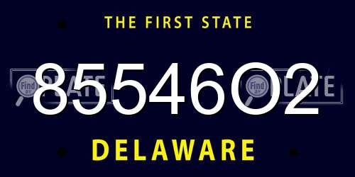 85546O2 Delaware License Plate