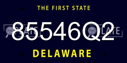 85546Q2 Delaware License Plate