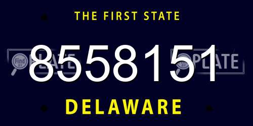 8558151 Delaware License Plate