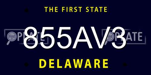 855AV3 Delaware License Plate