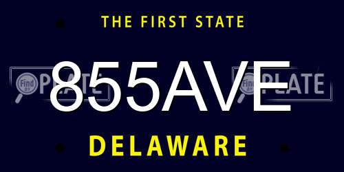 855AVE Delaware License Plate