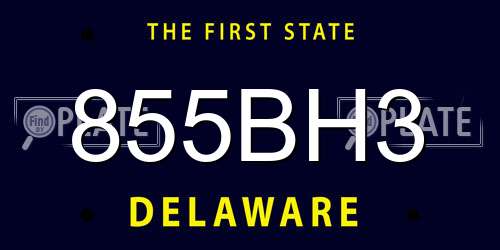 855BH3 Delaware License Plate