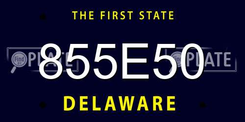 855E50 Delaware License Plate