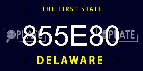 855E80 Delaware License Plate