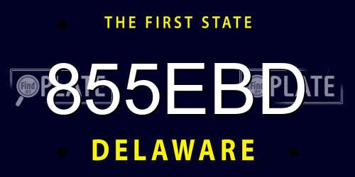 855EBD Delaware License Plate