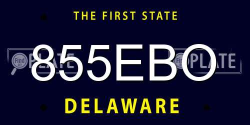 855EBO Delaware License Plate
