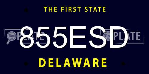 855ESD Delaware License Plate