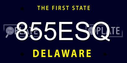 855ESQ Delaware License Plate