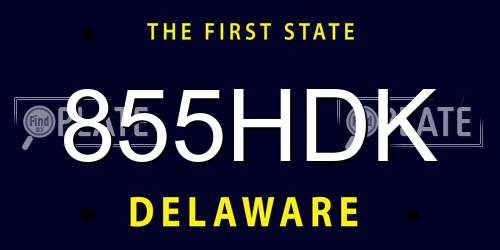 855HDK Delaware License Plate
