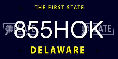 855HOK Delaware License Plate