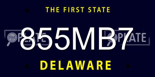 855MB7 Delaware License Plate