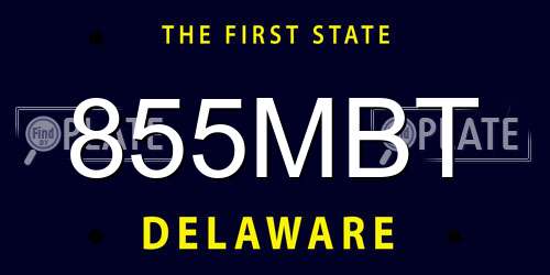 855MBT Delaware License Plate