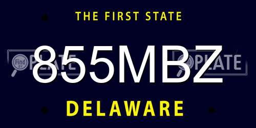 855MBZ Delaware License Plate