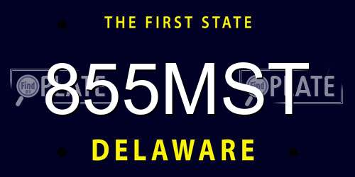 855MST Delaware License Plate
