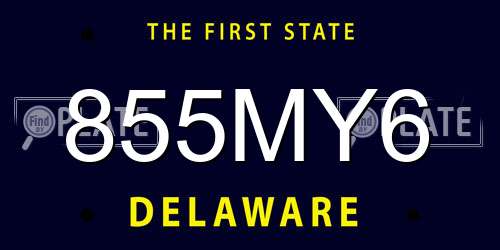 855MY6 Delaware License Plate