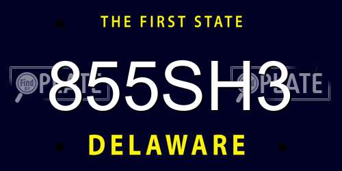 855SH3 Delaware License Plate