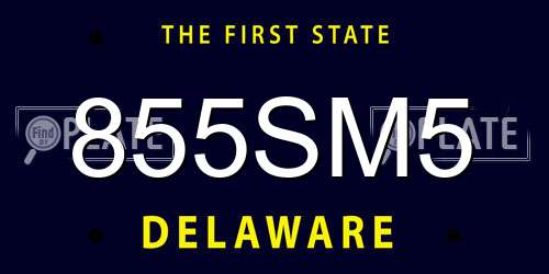 855SM5 Delaware License Plate