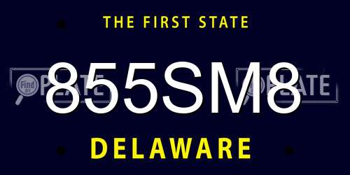 855SM8 Delaware License Plate