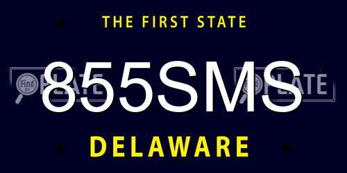 855SMS Delaware License Plate