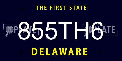 855TH6 Delaware License Plate