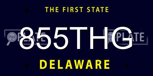 855THG Delaware License Plate