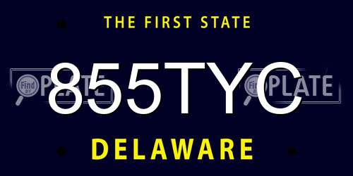 855TYC Delaware License Plate